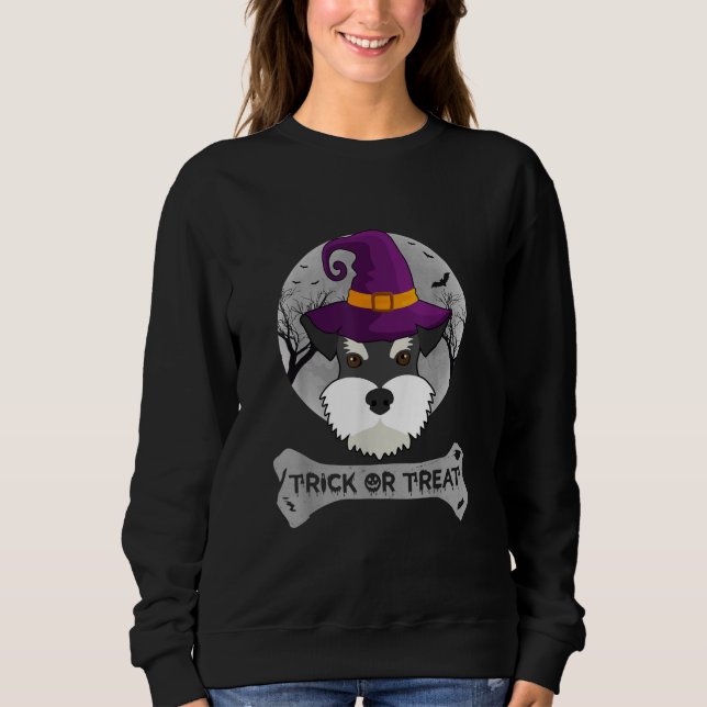 Sudadera Bruja Schnauzer Trick O Tremendo Perro Halloween (Anverso)