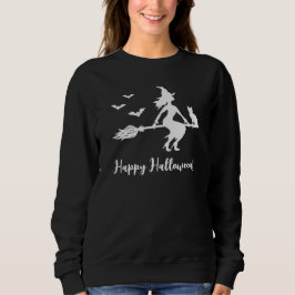 Sudadera Bruja Voladora Silueta Con Gato y Murciélagos Hall
