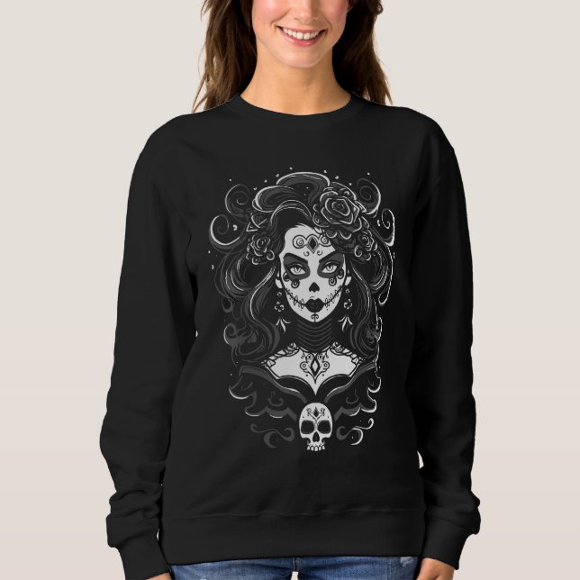 Sudadera Bruja Witch Dia de Muertos Chicana Chingona Mexica (Anverso)