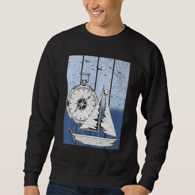 Sudadera Brújula de velero capitán de barco náutico Sai (Anverso)