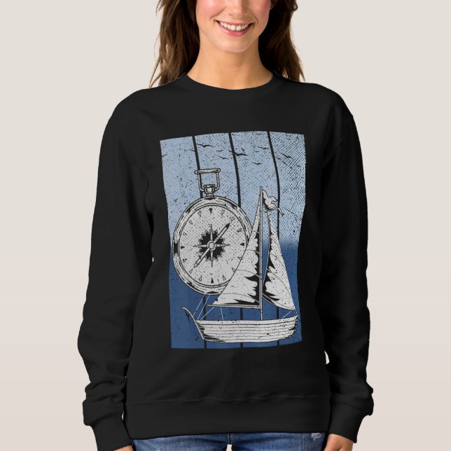 Sudadera Brújula de Velero Náutica Capitán de Barco Patrón  (Anverso)