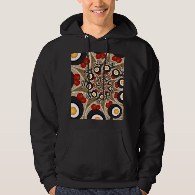 Sudadera Brunch Fractal Art Comida divertida, Tomates, Huev (Anverso)
