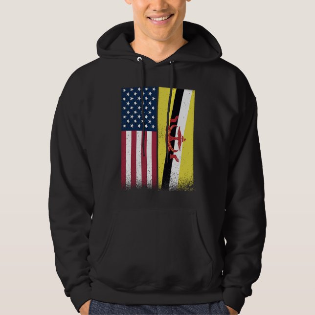 Sudadera Brunei  Bruneian American Flags Proud USA Brunei (Anverso)
