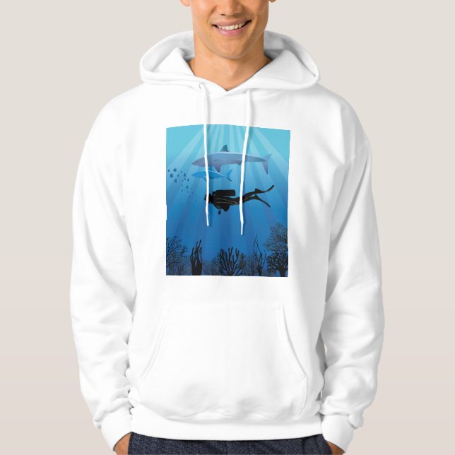 Sudadera Buceador de tiburones en Scuba (Anverso)