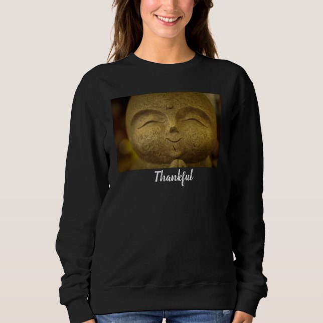 Sudadera Buda sonriente agradecido Mujer (Anverso)