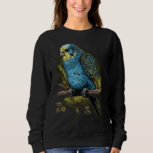 Sudadera Budgie Budgerigar Parakeet Bird Retro Vintage 80s (Anverso)