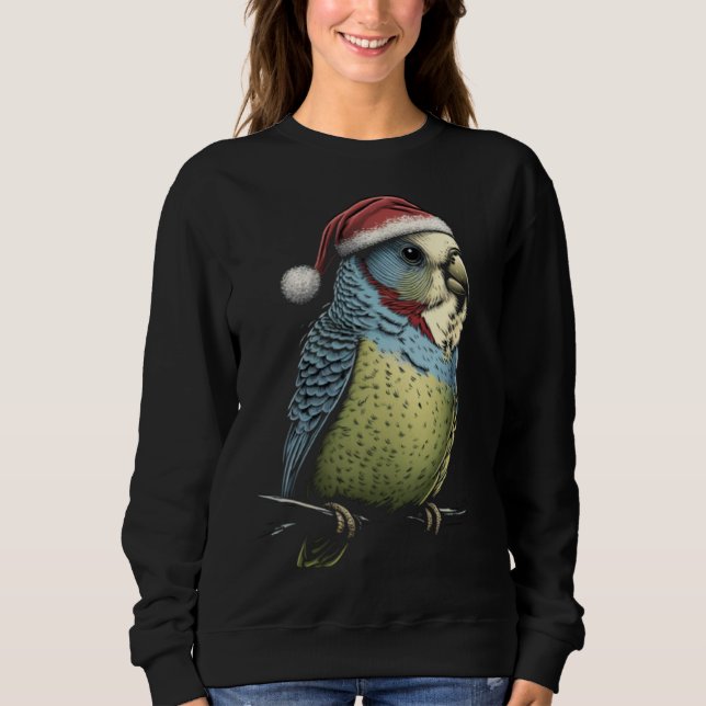 Sudadera Budgie Christmas Budgerigar Santa Hat Parakeet Bir (Anverso)
