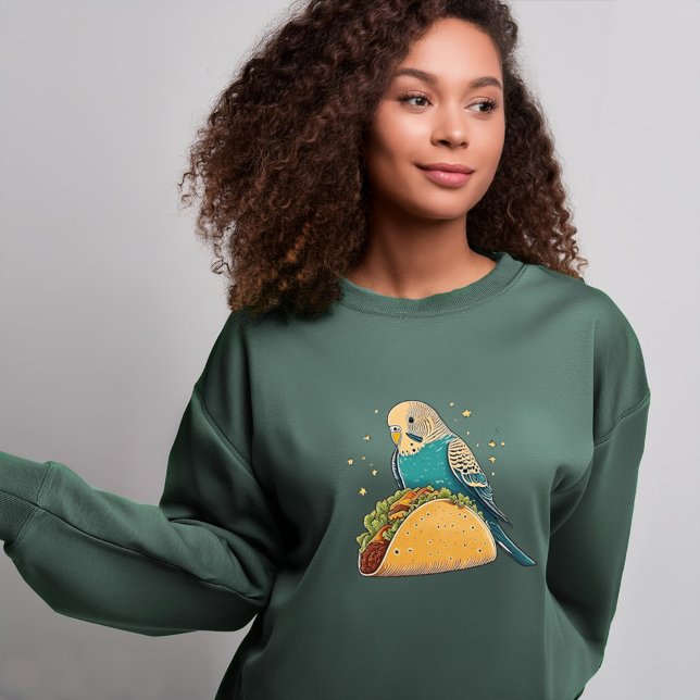 Sudadera Budgie con Taco | Deslumbramiento de Quirky Bird L (Subido por el creador)