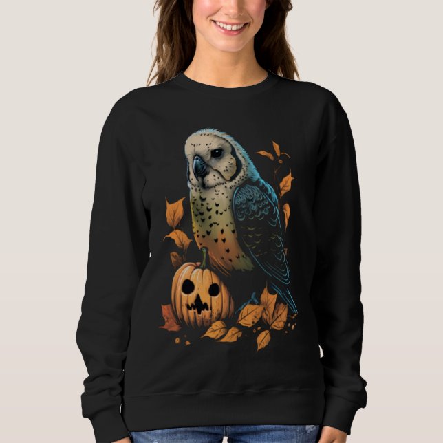 Sudadera Budgie Halloween Pumpkin Budgerigar Parakeet Bird (Anverso)