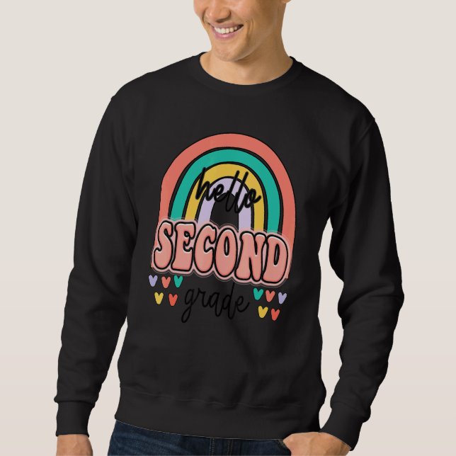 Sudadera Buenos días profesor de arco iris retro de segundo (Anverso)