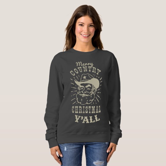 Sudadera Buenos Navidades| Cowboy de árbol de madera (Anverso completo)