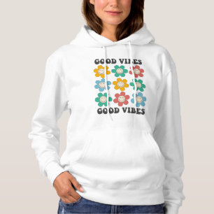 Sudadera Buenos Vibes Retro Flores de Daisy Coloridas