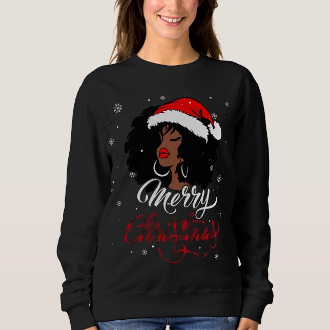 Sudadera Búfalo de navidad de amarre colocado en Santa Afro (Anverso)
