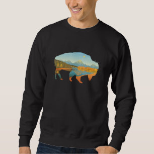 Sudadera Búfalo de paisajes americanos Vintage Yellowstone 