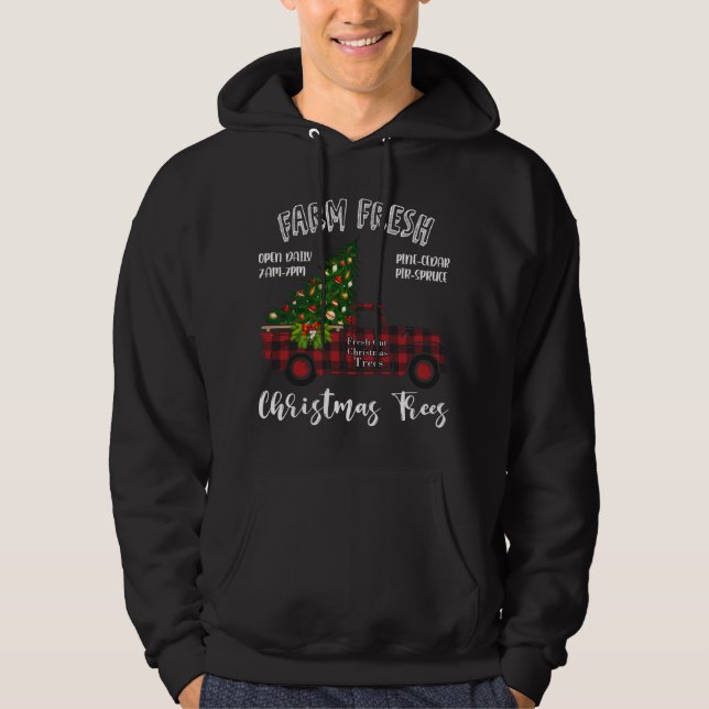 Sudadera Bufalo Plaid Farm Red Truck Árbol de Navidad Funny (Anverso)