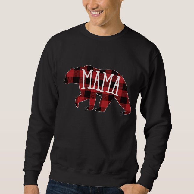 Sudadera Búfalo Red Plaid Mama Bear Family Bear (Anverso)