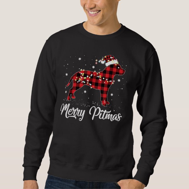 Sudadera Búfalo Rojo Pitbull Merry Pitmas Pit Bull Ch (Anverso)