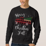 Sudadera Búfalo Vintage Truco Rojo Merry Christmas Y'<br><div class="desc">Camión rojo de búfalo de época navidad navideña</div>