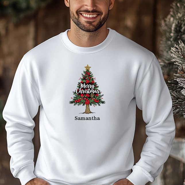 Sudadera Bufanda de Navidad con árbol de cuadros alegres de (Joyful Buffalo Plaid Tree Xmas Pullover Winter Wear)
