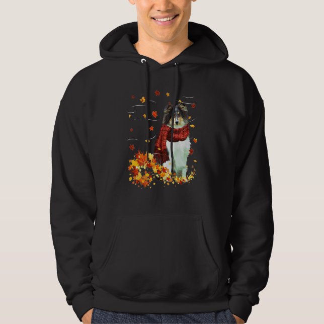 Sudadera Bufanda de otoño de Rough Collie  Perros Hojas de  (Anverso)
