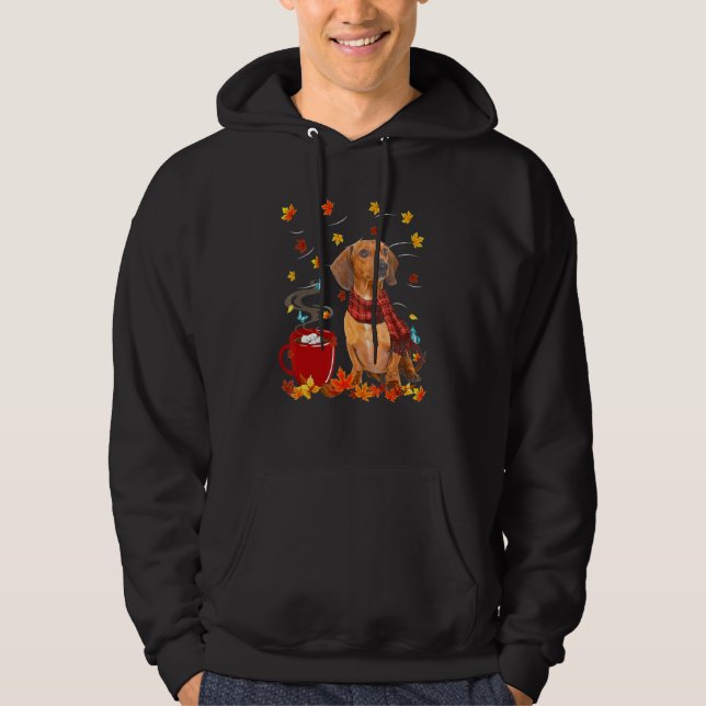 Sudadera Bufanda de perro Dachshund Otoño Chocolate Otoño (Anverso)