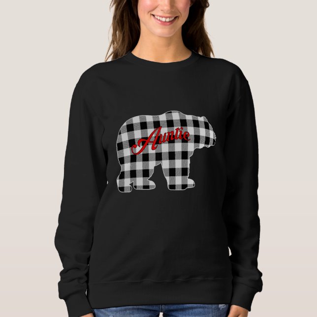 Sudadera Buffalo Black and White Plaid Auntie Bear Christma (Anverso)