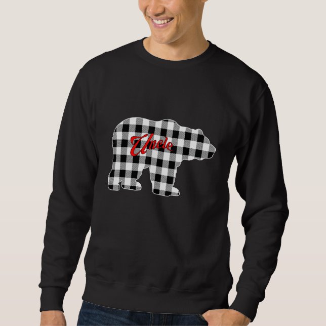 Sudadera Buffalo Black and White Plaid Uncle Bear Christmas (Anverso)