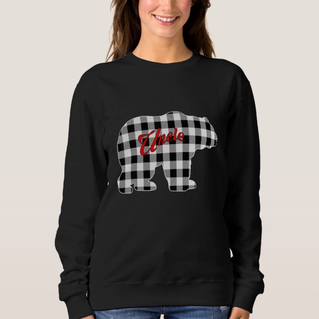 Sudadera Buffalo Black and White Plaid Uncle Bear Christmas (Anverso)