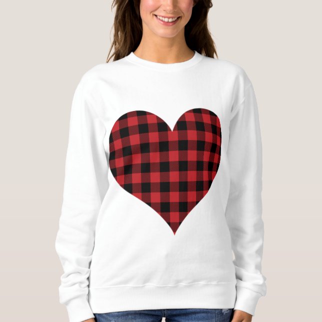 Sudadera Buffalo Plaid Heart El día de San Valentín Love Ho (Anverso)