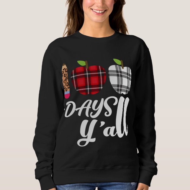 Sudadera Buffalo Plaid Leopard 100 Days Y'all Cute100th Day (Anverso)