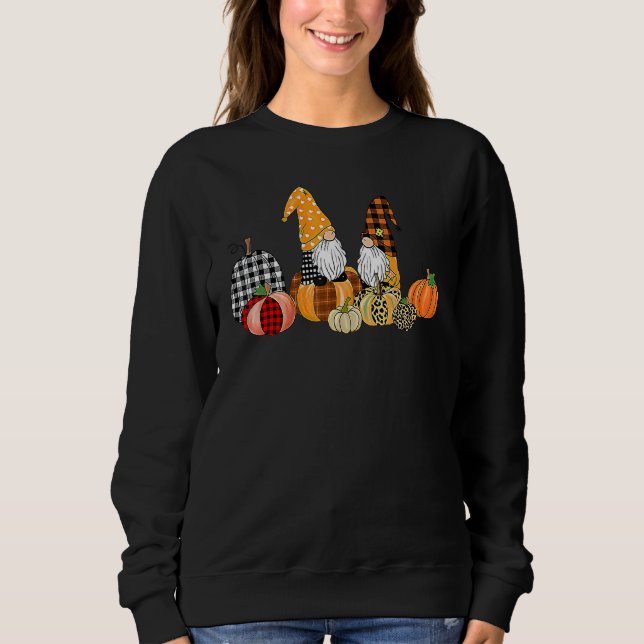 Sudadera Buffalo Plaid Pumpkin Gnomes Fall Autumn Thanksgiv (Anverso)