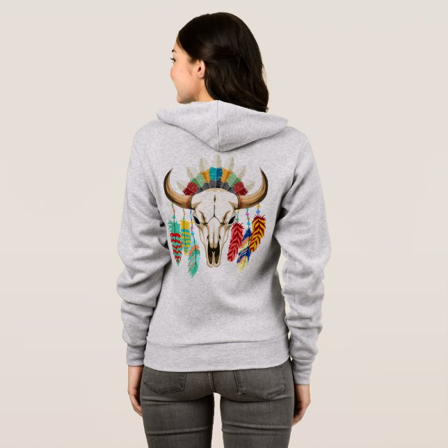 Sudadera Buffalo Skull Native American Emblem (Reverso completo)