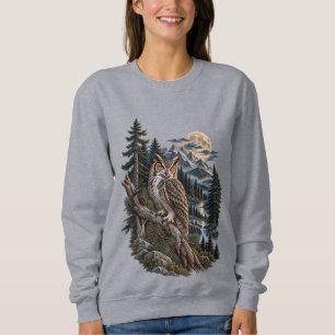Sudadera Búho Americano Luna Llena Montaña Salvaje