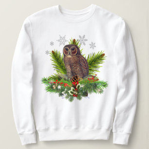 Sudadera Búho de Navidad con copos de nieve 