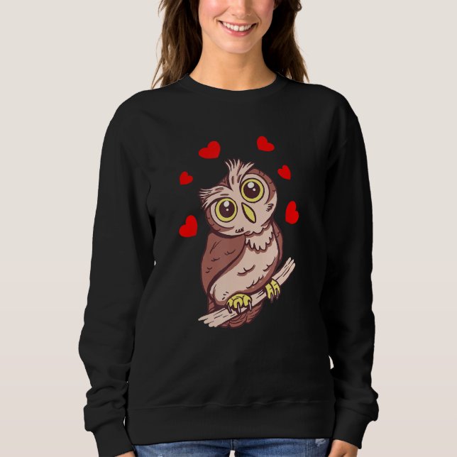 Sudadera Búho En Una Sucursal Con Lechuzas De Corazón (Anverso)