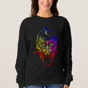 Sudadera Búho Místico Explosión de Color Retro