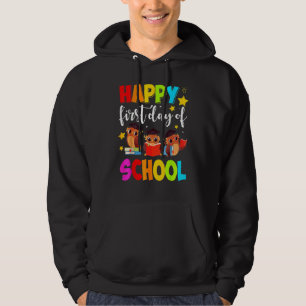 Sudadera Búhos Lindos Feliz Primer Día De Escuela Estudiant