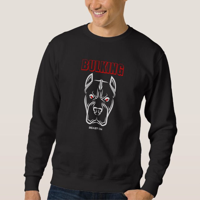 Sudadera Bulking Bulldog Head Red Gym Training Sports Fitne (Anverso)