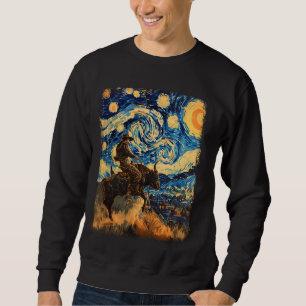 Sudadera Bull Rider Bull Riding Cowboy Starry Night Paintin
