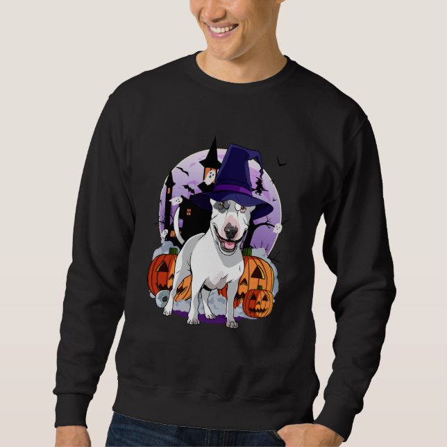 Sudadera Bull Terrier Happy Halloween Witch Dog Pumpkin Spo (Anverso)
