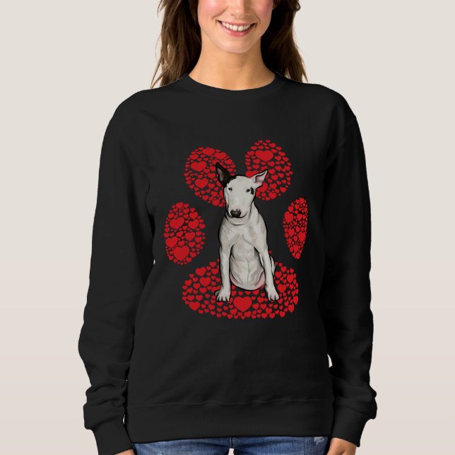 Sudadera Bull Terrier Valentines Day Dog Love Paw (Anverso)