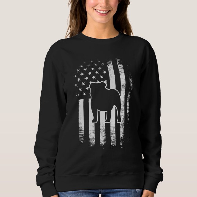 Sudadera Bulldog 4 De Julio Bandera De Estados Unidos (Anverso)