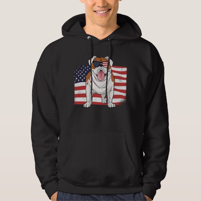 Sudadera Bulldog American Flag 4th of July USA Independence (Anverso)