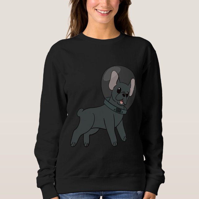 Sudadera Bulldog azul francés en el espacio (Anverso)