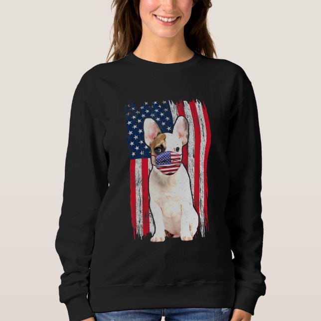 Sudadera Bulldog Bandera Americana El Perro Usa La Máscara  (Anverso)