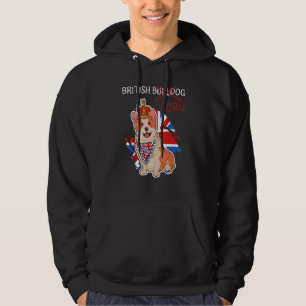 Sudadera Bulldog británico Corgi Union Jack Queen Platinum