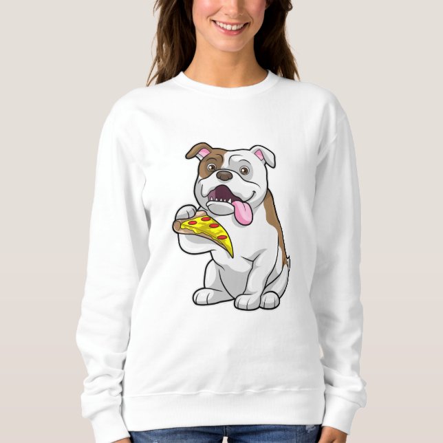 Sudadera Bulldog con pedazo de pizza (Anverso)