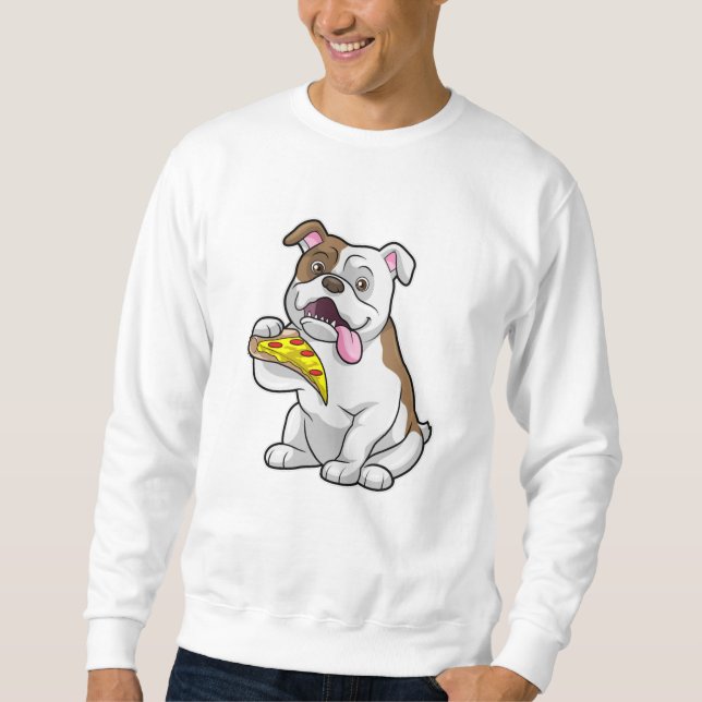 Sudadera Bulldog con pedazo de pizza (Anverso)