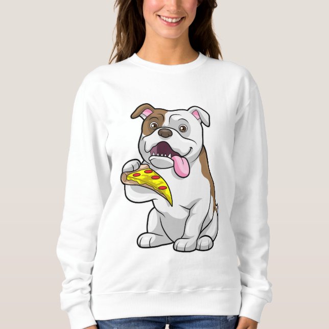 Sudadera Bulldog con pedazo de pizza (Anverso)
