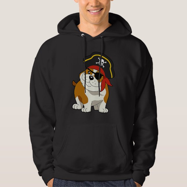 Sudadera Bulldog Dog Pirate Captain with Skull Easy Hallowe (Anverso)